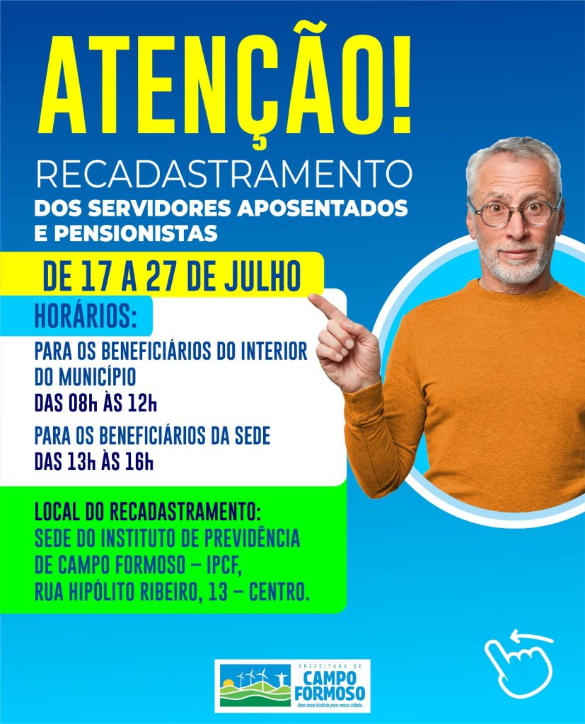 ATENÇÃO PARA O RECADASTRAMENTO DO IPCF